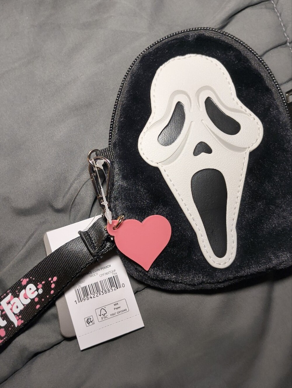 Ghostface Coin Pouch Wristlet NEW Pink And Black